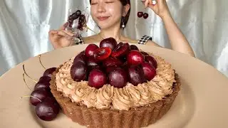 【咀嚼音/ASMR】アメリカンチェリーのタルトを食べる動画🍒🍫🍒〜旬のものは旬のうちに〜【eatingsounds】
