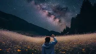 Galactic Serenity: Cosmic Meditations amidst the Oatfield's SplendorLofi galaxia