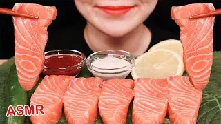 ASMR SALMON SASHIMI / ปลาแซลมอน / cá hồi sống / サーモンさしみ / 연어회 먹방 MUKBANG EATING SOUND