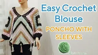 Tığ İşi Kolay Kollu Panço-bluz/Tığ İşi Moda/Yaz #diy