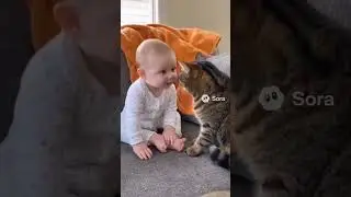 Baby lucu belajar ngomong sama kucing#catshorts #kucinglucu #viralvideo