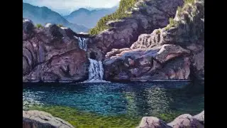 Como pintar brillos , reflejos del agua y piedras, en un paisaje serrano.