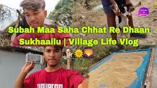 Subah Maa Saha Chhat Re Dhaan Sukhaailu | Village Life Vlog 🐕🌞🌄