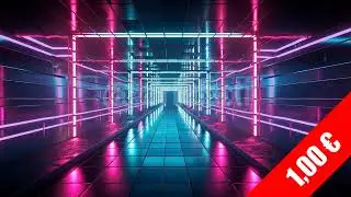 Futuristic Grid Tunnel with Pink and Blue Neon | HD Sci‑Fi Stock Video