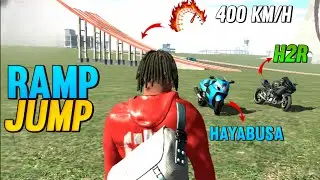 NINJA H2R vs HAYABUSA ll RAMP JUMP 🎯 #indianbikedriving3d #gta #rampjump @HarshTatsuya