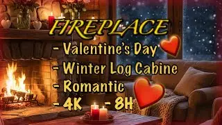 Valentine&rsquo;s Day Fireplace Ambience ❤️🔥 &nbsp;Cozy Cabin Relaxing Snow & Candlelight (8 Hours)