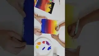 Easy Sunset Canvas Painting class for kids by #neeldeepscreations