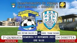 Diretta ASD Ostuni Calcio 24 vs Soccer Team Fasano | Prima Categoria _ 17/11/2024 _ Radiostuni