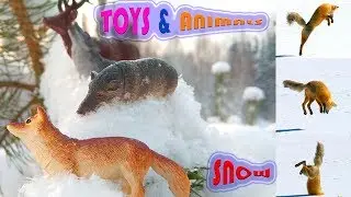CARTOON Wild animals in the snow WOLF FOX BOAR DEER HARE FOR CHILDREN SOUNDS ANIMAL NAME in English
