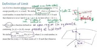 Definition of Limit  for f(x,y)