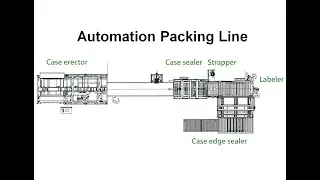 Combined packaging !! Case erector+Case flap folding sealer+Strapping machine+Labeler+ edge sealer
