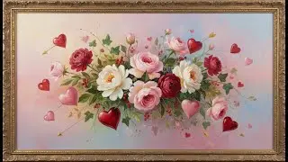 ❤️ LOVE FRAME TV ART | Valentine&rsquo;s Day Floral Art 💕 Flowers & Hearts | Romantic Art for TV in 4K