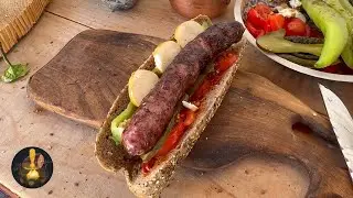 Hearty village-style hot dogs