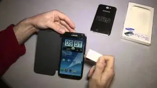Samsung Galaxy Note 2 GT-N7100  EFC-1J9FSEGSTD Flip Cover Note II titanium grey hands on