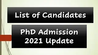 PhD Admission 2021 Update || List of Candidates || Central University of Punjab || HPU