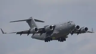 US Air Force Boeing C-17 Globemaster III Landing + Takeoff at Zurich Airport