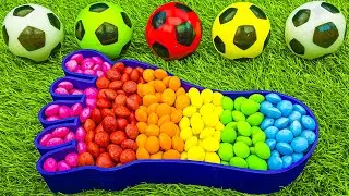 Satisfying Video | Colorful Bathtub Foot Rainbow Cutting Slime with Magical Grid Balls & Skittles