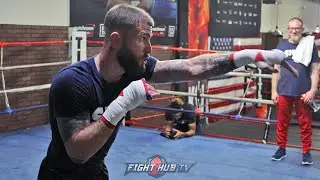 CALEB PLANT DISPLAYS TEXTBOOK TECHNIQUE WHILE SHADOW BOXING DURING WORKOUT FOR TITLE DEFENSE