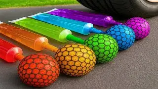 Crushing Experiments Video! &Car vs Crunchy Color Giant Toothpaste Balloons & Soft Things By Car