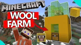 Minecraft Sheep Farm AUTOMATIC: EASY Minecraft Wool Farm Tutorial: Bedrock, MCPE, Java (1.14-1.16)