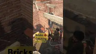 Construction workers skills | Bricks catching | #construction #workers #shorts