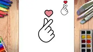 How to Draw Korean Finger Heart #finger #fingerheart #satisfying #howtodraw