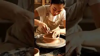 Asian girl makes Something from clay #handskill #clay #craft #diy 16
