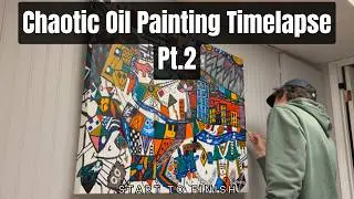 Oil Painting Timelapse Process | Trippy Landscape Painting | Part 2