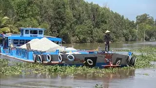 Sà lan qua cua trên dòng sông nhỏ