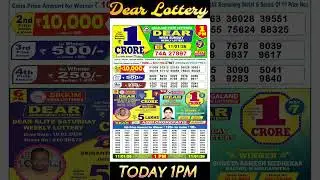 Dear Nagaland State Lottery Today 1 PM Result | Winning Number Live