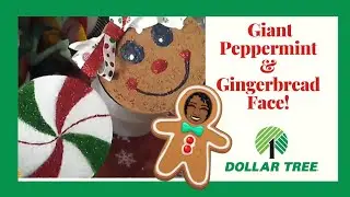 DOLLAR TREE FOAM DISKS DIY! Gingerbread Face & Peppermint Decorations