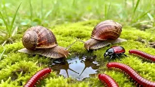 Tiny Hearts, Big Bond: Snail, Millipede, and Beetle #friendship #animalbond #AnimalCoexistence​