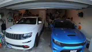 Parking the Jeep SRT & Charger Scatpack  in a small garage.