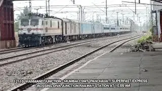12110 - PANCHAVATI EXPRESS पंचवटी एक्सप्रेस CROSSING DIVA RAILWAY STATION #indianrailway