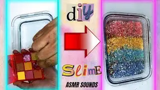SATISFYING VIDEO🌈HOW TO MAKE AMAZING RAINBOW SLIME WITH MIXING MAKE UP AND GLITTERS DIY ASMR