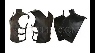 Leather Priest Collar with Leather Striped Vest, Grey Fleece Utility Kilt
