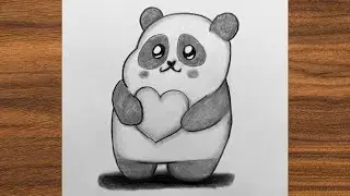 Adorable Panda Drawing with Heart | Easy Pencil Art