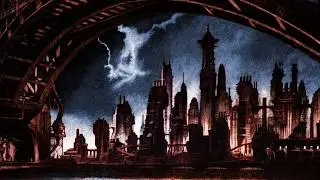 Anton Furst & D4RTHKRONE | The City Skyline looking West from across the Gotham River #Batman