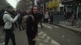 Black Bloc activists clash with French police
