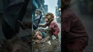 Heartbreaking Moment: Baby Monkey Tries to Save Mom 💔🌧️ #shorts