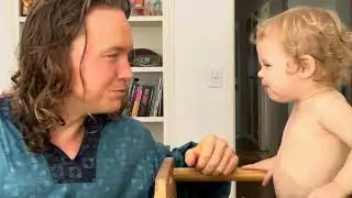 The child eats