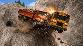 IMPOSSIBLE Truck vs Bus Crash on a Cliff Edge! Crash Compilation #74 | BeamNG Drive.