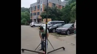 pneumatic telescopic mast tripod with wheels hand pump
