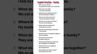Learn to speak English naturally using easy questions & answer for everyday life | Talk About Family