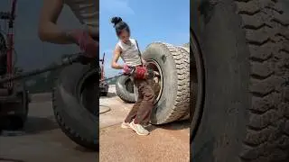 Truck Puncture Tire Replacement Outdoor Rescue!