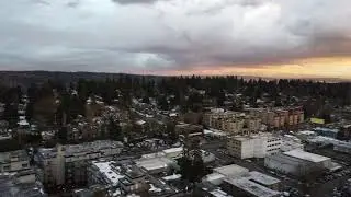 Panoramic drone shot from Lake City Seattle