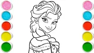 Easy Elsa Frozen drowning coloring for kids 