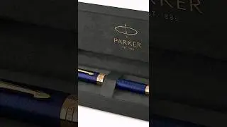 PARKER Duofold Centennial Fountain Pen, Prestige Blue Chevron, Medium Solid Gold Nib, Black Ink