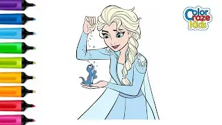 Elsa and Bruni Drawing and Coloring | Easy Frozen Art for Children