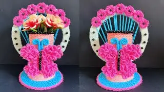 ♻️ How to Recycle a Plastic Bottle | DIY Flower Vase with Butterfly & Yarn Flowers 🌺 